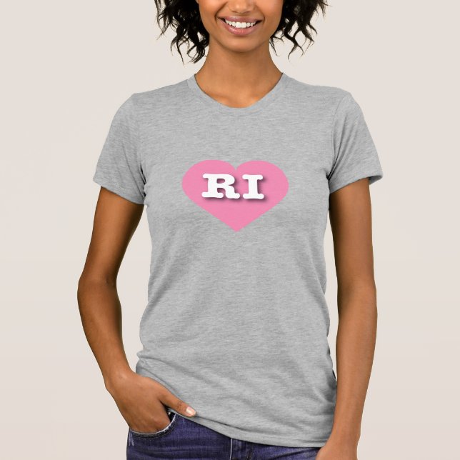 Camiseta Rhode Island Pink Heart - Eu amo RI (Frente)