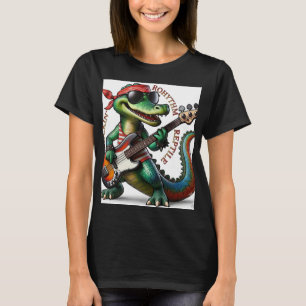 Camiseta Rhythm Reptile Alligator Guitarrista Mulher Orgâni