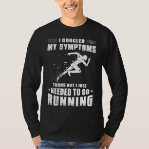 Camiseta Ria-se dos meus sintomas no Google, preciso de Run