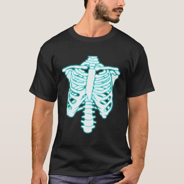 Camiseta Rib Cage Bone Skeleton Halloween Xray Engraçado Ra (Frente)