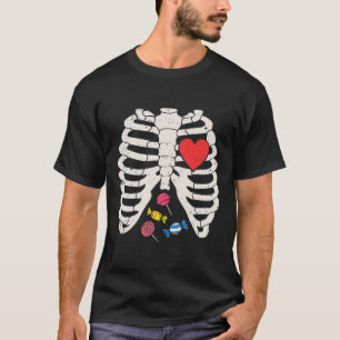 Camiseta Rib Cage Candy Heart Engraçado Xray Halloween Cria