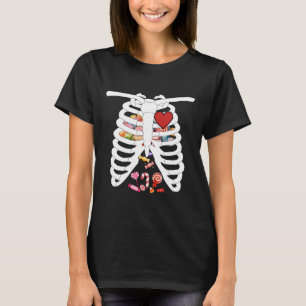 Camiseta Rib Cage Dia de as Bruxas engraçado de Raios X-ray