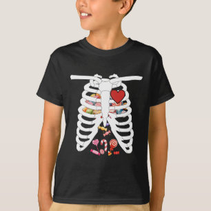 Camiseta Rib Cage Dia de as Bruxas engraçado de Raios X-ray