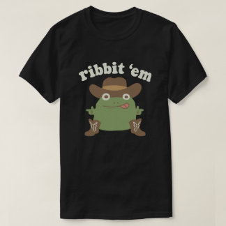 Camiseta Ribbit Em Cowboy Frog Finger Guns Meme