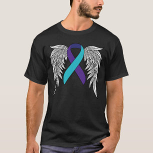 Camiseta Ribbon Angel Wings Suicídio Sensibilização para a