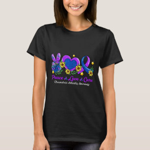 Camiseta Ribbons Azul Roxo Amor Paz Artrite Reumatoide