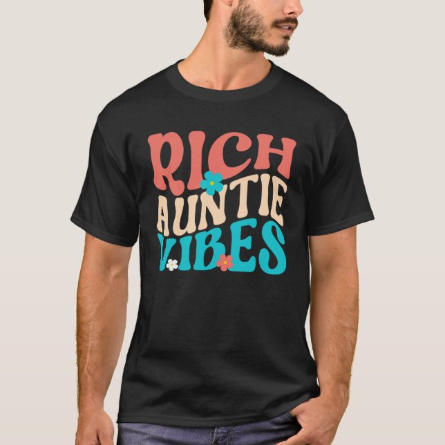 Camiseta Rich Auntie Vibes  Aunt Best Aunty Cute Mother s D (Frente)