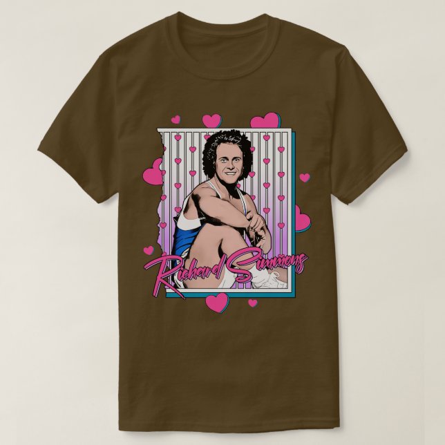 Camiseta Richard Simmons ama paz e corações (Frente do Design)