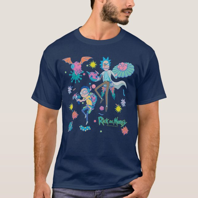 Camiseta RICK E MORTY™ | Padrão Entre Células Infectadas (Frente)