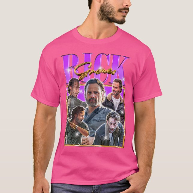Camiseta Rick Grimes Retro-Pano-Inicial (Frente)