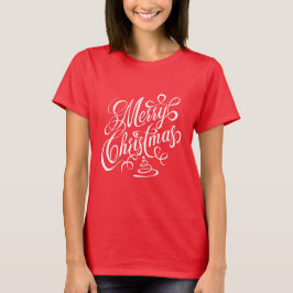 Camiseta Rico Branco Feliz de Natal Tipografia Cursiva