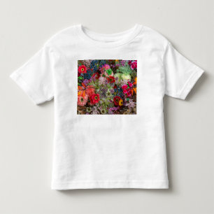 Camiseta Rico Buquê Floral de Outono com Gerberas e Frutas