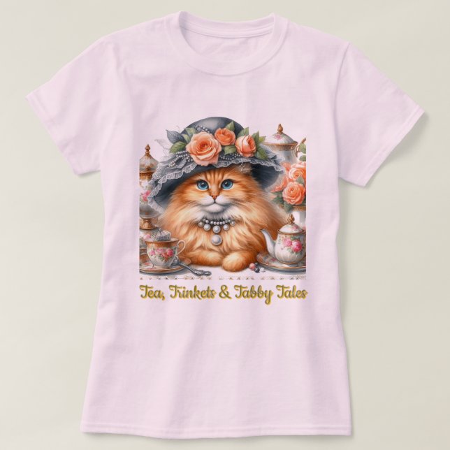 Camiseta Rico Cat Tea Party (Frente do Design)