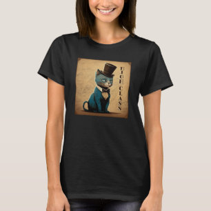 Camiseta Rico Gato de Alta Classe, Chapéu Superior, Arco Es
