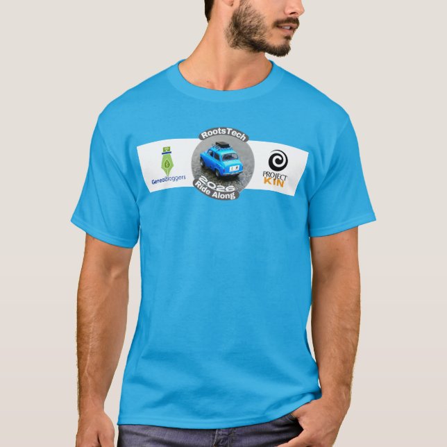 Camiseta Ride Along Partners RootsTech (Azul Turqu (Frente)