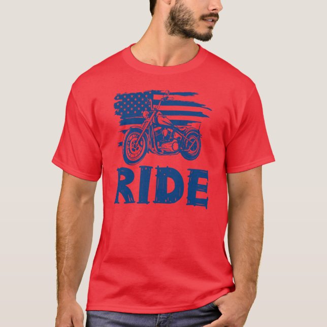 Camiseta Ride, Biker American Flag (Frente)