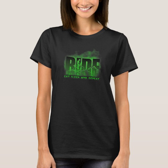 Camiseta Ride Comer Sono MTB Repetir Montanha Biking (Frente)