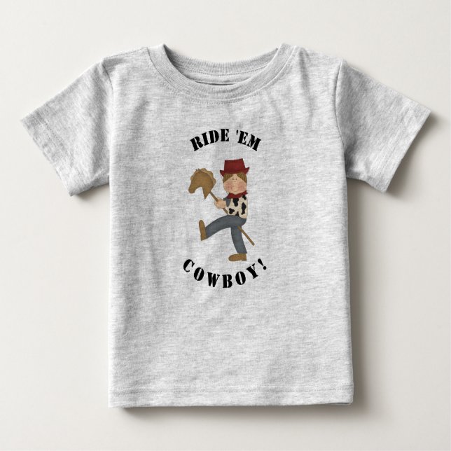 Camiseta Ride 'Em Cowboy (cabelo castanho) (Frente)