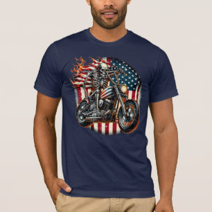 Camiseta Ride Free, Burn Bright Patriotic Reaper em Rodas