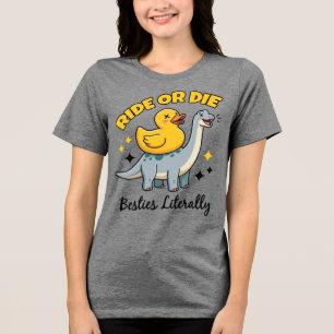 Camiseta Ride Or Die Besties, Dinossauro Pato Engr
