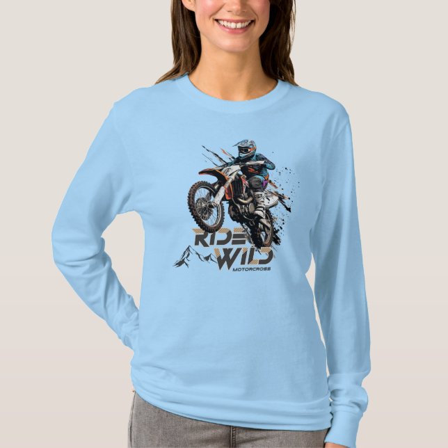 Camiseta Ride Wild | Capa longa feminina (Frente)