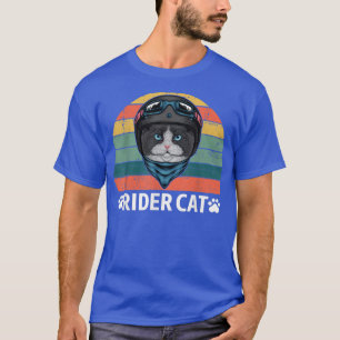 Camiseta Rider Cat Biking Motorcycle Retro Vintage Gatinho