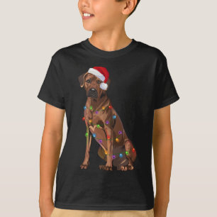 Camiseta Ridgeback Ridgeback Natal Luzes Xmas Cão Amor