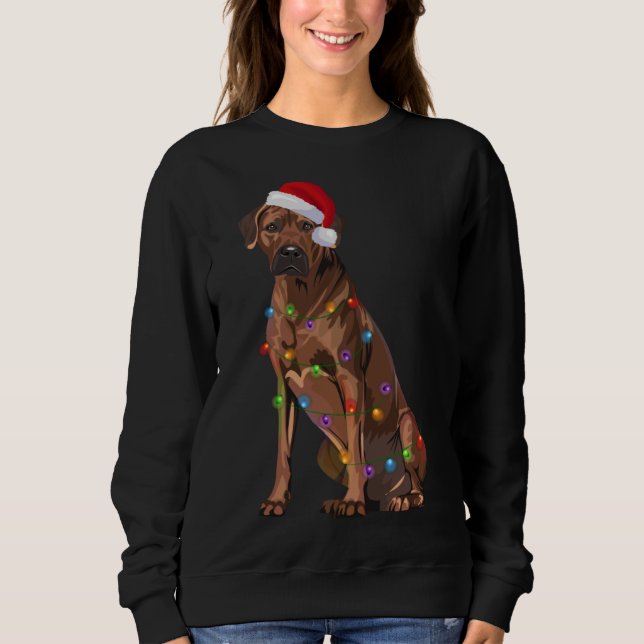 Camiseta Ridgeback Ridgeback Natal Luzes Xmas Cão Amor (Frente)