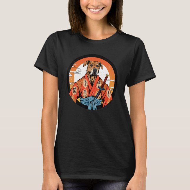 Camiseta Ridgeback Samurai Funny Dog Warrior (Frente)