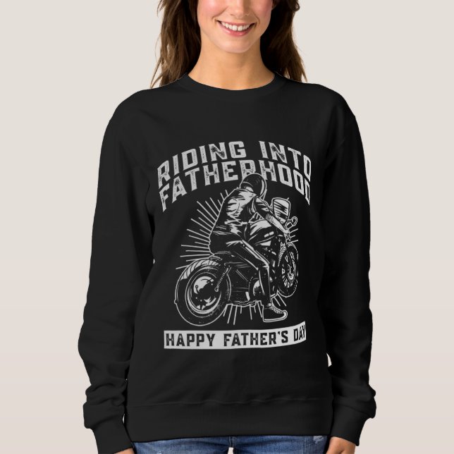 Camiseta Riding Into Fatherhood Happy Father's Day  Motorcy (Frente)