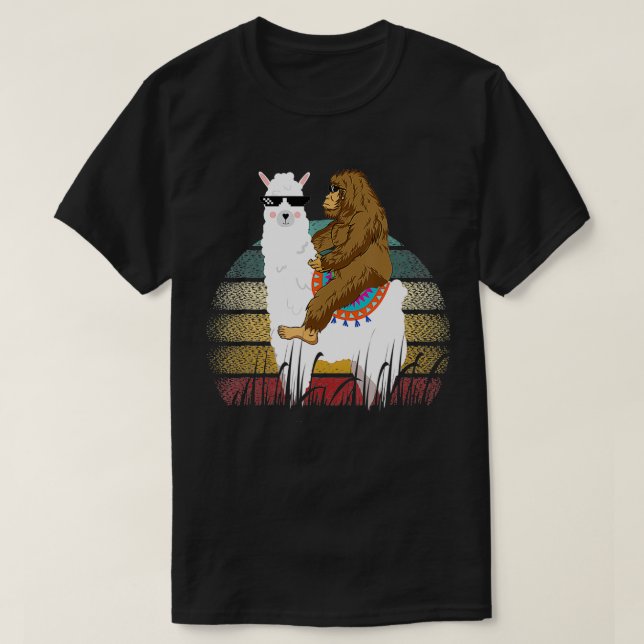 Camiseta Riding Llama Retro (Frente do Design)