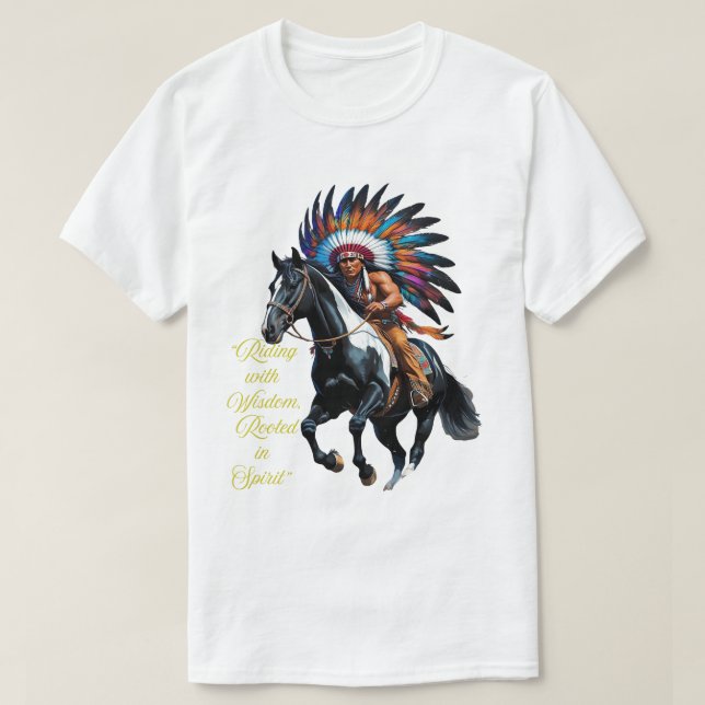 Camiseta Riding with Wisdom – Native Spirit (Frente do Design)