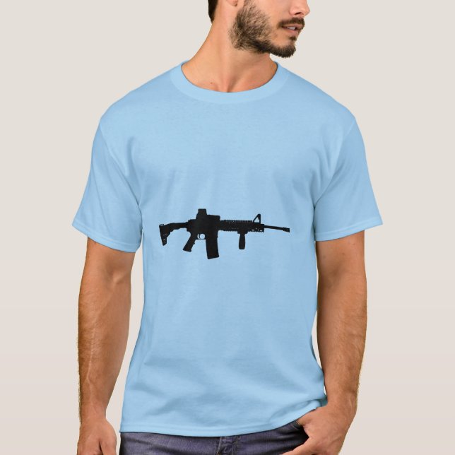 Camiseta Rifle preto AR-15 da arte de Phil em linha (Frente)
