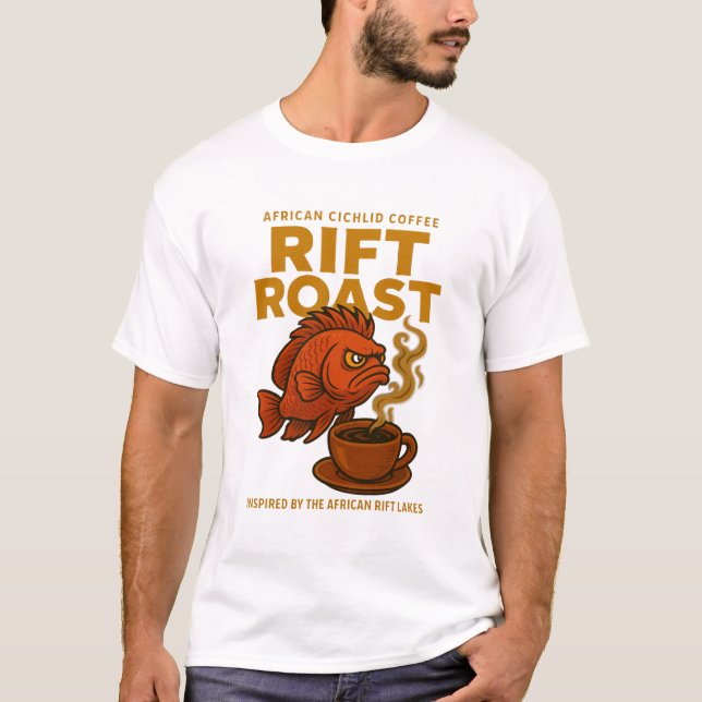 Camiseta Rift Roast - Rótulo Africano do Café Cichlid (Frente)