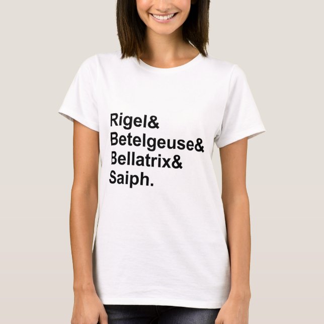 Camiseta Rigel Betelgeuse| Estrelas de Órion (Frente)