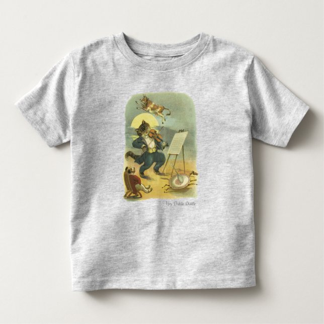 Camiseta Rima Infantil Clássica Hey Diddle Diddle Restaurad (Frente)