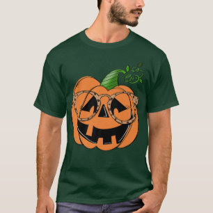 Camiseta Rindo de abóbora Vestindo óculos Dia de as Bruxas