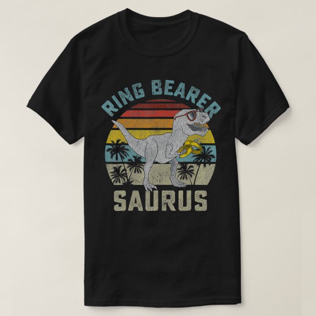 Camiseta Ring Bearer Saurus Dinosaur Casamento T Re Ring Se (Frente do Design)