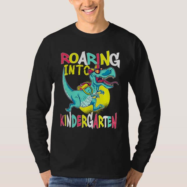 Camiseta Ring In Kindergarten T Rex Dinossaur Back To S (Frente)