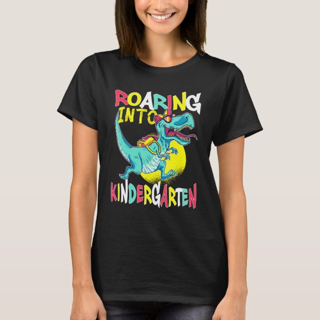Camiseta Ring In Kindergarten T Rex Dinossaur Back To S (Frente)