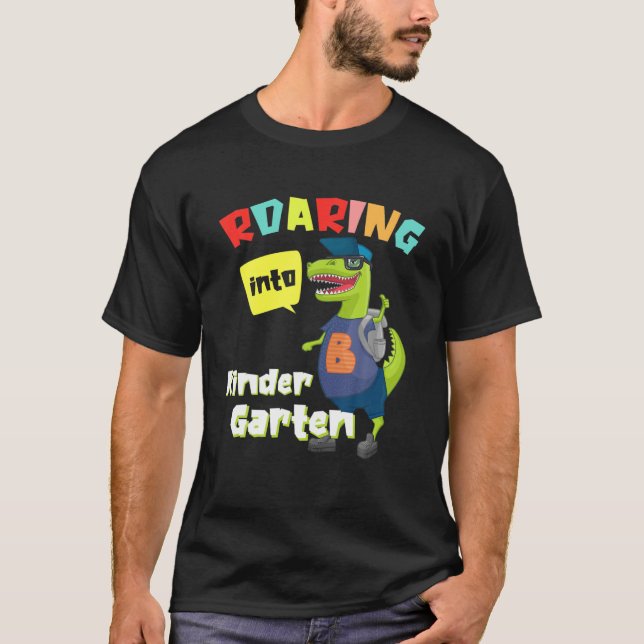 Camiseta Ring Kindergarten Dinossaur T Rex De Volta À Escol (Frente)