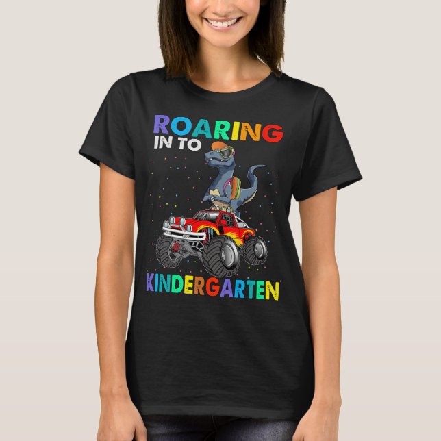 Camiseta Ring Kindergarten Dinossaur T Rex De Volta À Escol (Frente)