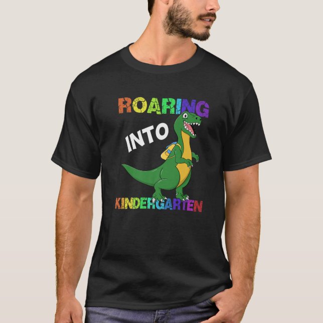 Camiseta Ring Kindergarten Dinossaur T Rex De Volta À Escol (Frente)