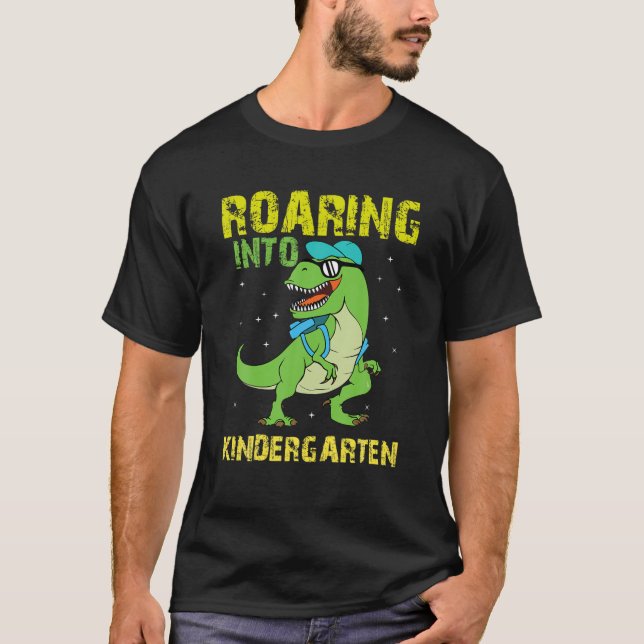 Camiseta Ring Kindergarten Dinossaur T Rex De Volta À Escol (Frente)