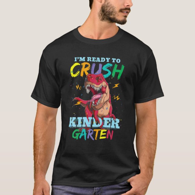 Camiseta Ring Kindergarten Dinossaur T Rex De Volta À Escol (Frente)