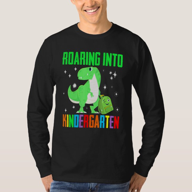 Camiseta Ring Kindergarten Dinossaur T Rex De Volta À Escol (Frente)