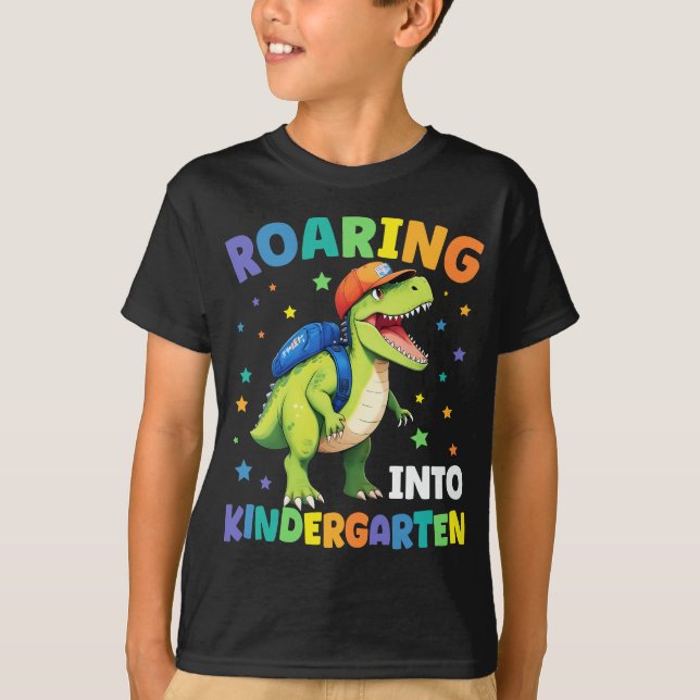 Camiseta Ring Kindergarten Dinossaur T Rex De Volta À Escol (Frente)