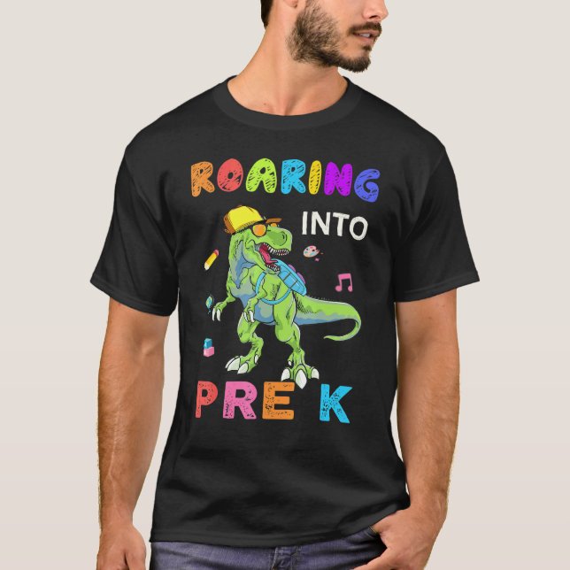 Camiseta Ring Pré K Dinossaur Rex De Volta Para Os Meninos  (Frente)