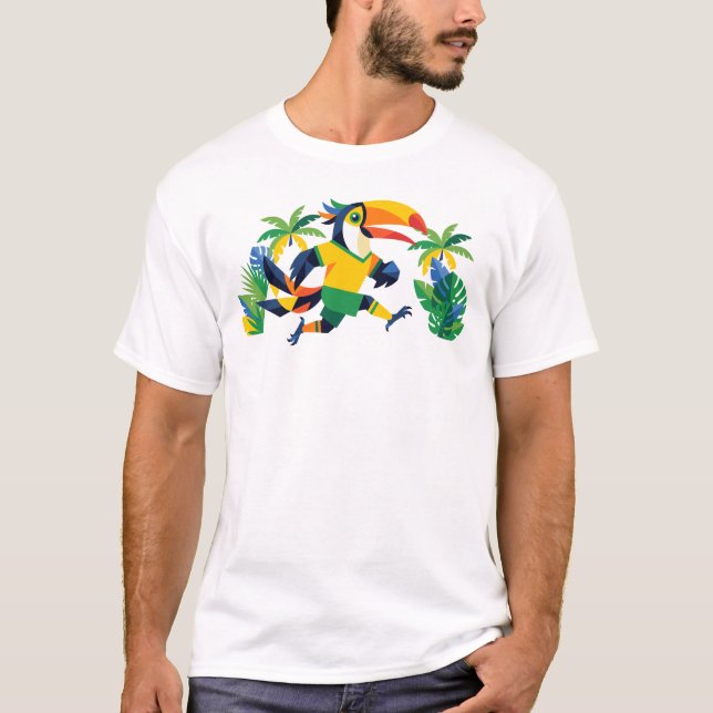 Camiseta Ringer com Mascote de Futebol do Tucano T (Frente)