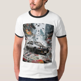 Camiseta Ringer Gráfica Retro AE86 Tokyo Drift Car